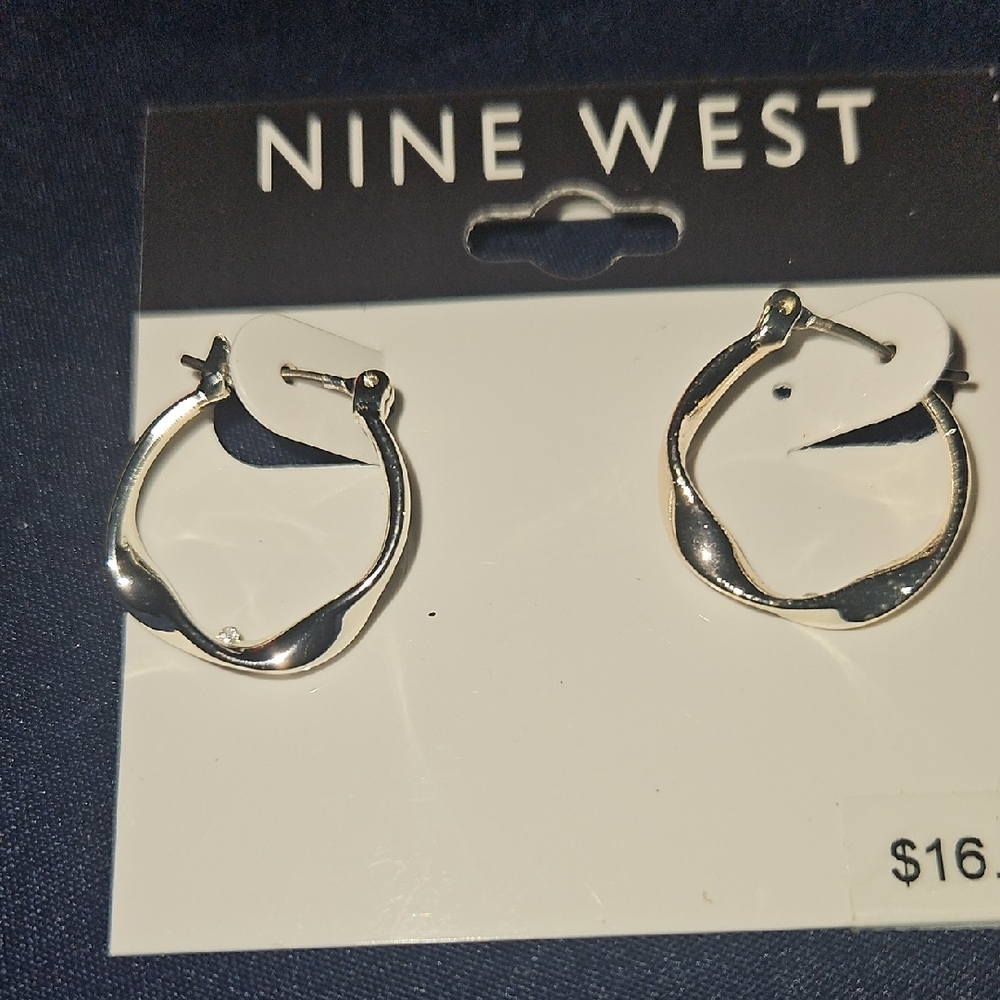 Nine West Silver Twisted Hoop Earrings